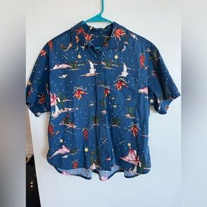 Vintage shirt panhandle slim blue button down men’s large coyote print
